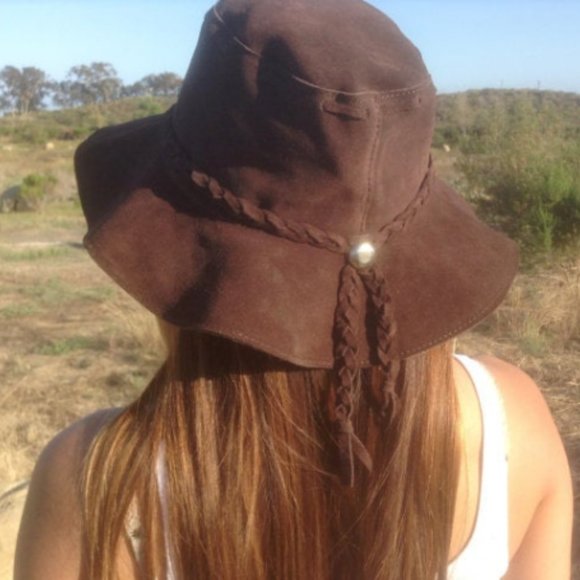 Suede Leather Hat, Floppy hat,Hippie hat - Picture 2 of 5